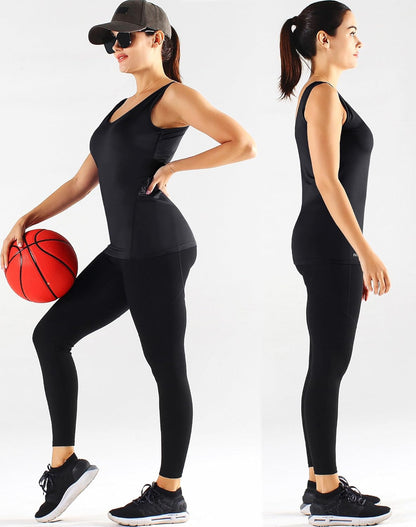 Women'S 3 Pack Compression Tank Top Support Yoga Bra with Cups Athletic Running Shirts