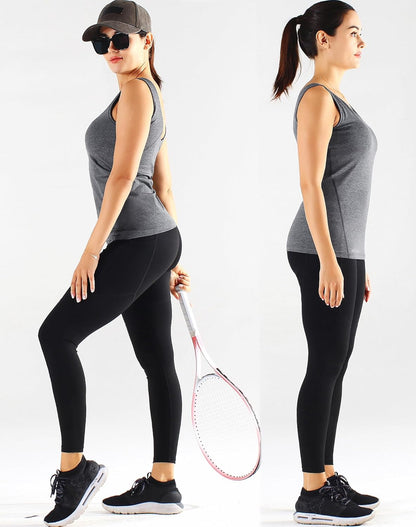 Women'S 3 Pack Compression Tank Top Support Yoga Bra with Cups Athletic Running Shirts