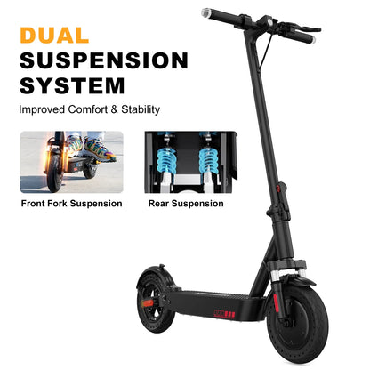 H10K Pro Electric Scooter, 500W Motor 19MPH Top Speed 22 Miles Long Range, 10'' Solid Tires Folding Electric Scooter for Adult Commute
